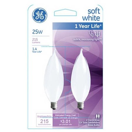 CURRENT GE Lighting 66105 25W Frosted Bent Tip Light Bulb; 2 Pack - Pack Of 4 154560